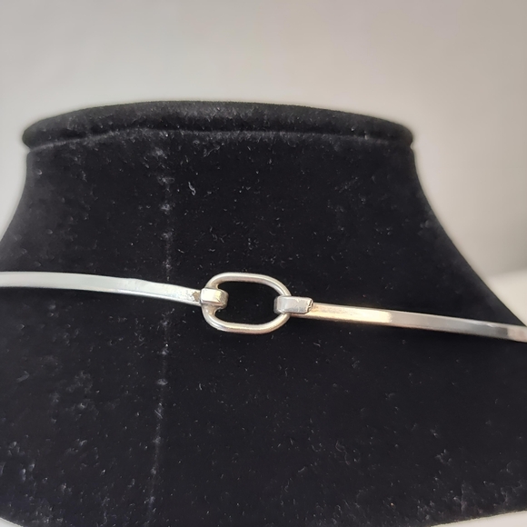 Vintage MEXICO Solid Sterling Silver Collar Choker Necklace 16.5" - Picture 3 of 10